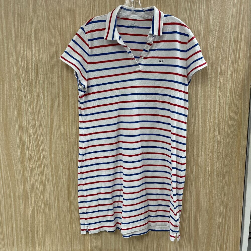 Vineyard Vines White Stripe Polo Dress Size XL
